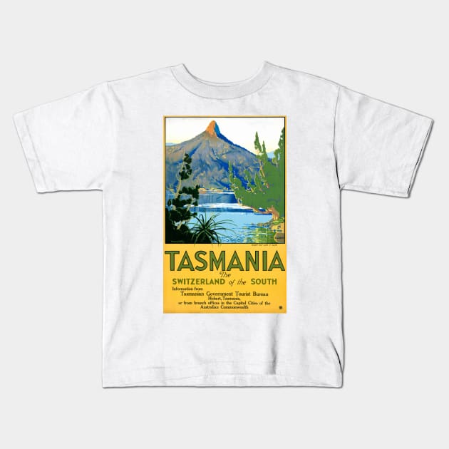 Vintage Travel Poster Australia Tasmania Kids T-Shirt by vintagetreasure